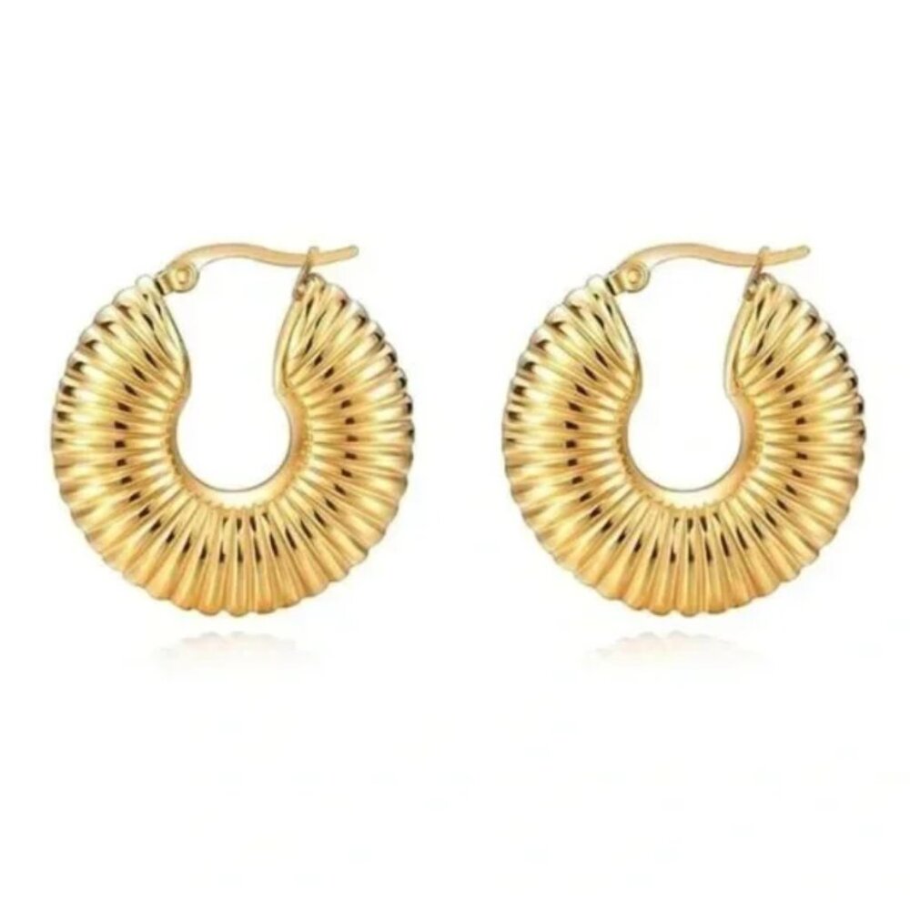 Lightweight cult gaia 14k Gold plated Earrings Elegant Chunky Hoops